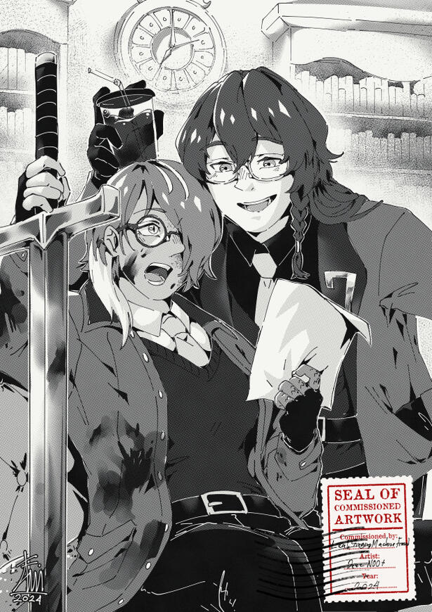 Couple figures, Half body, Full canvas crop