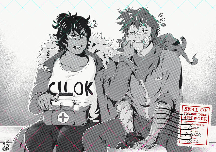 Couple figures, Half body, Full canvas crop